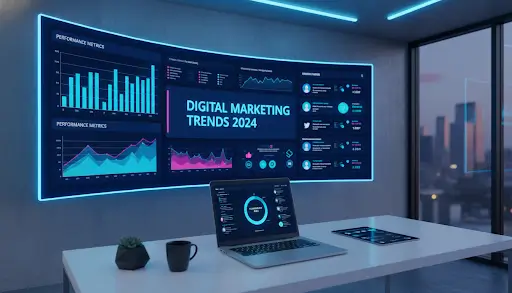Digital marketing analytics displayed on a desktop monitor